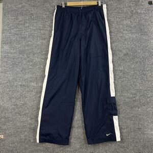 Vtg Nike Pants Small Swoosh Wide Leg Track Cargo Navy Baggy 90s Silver Tab Y2K